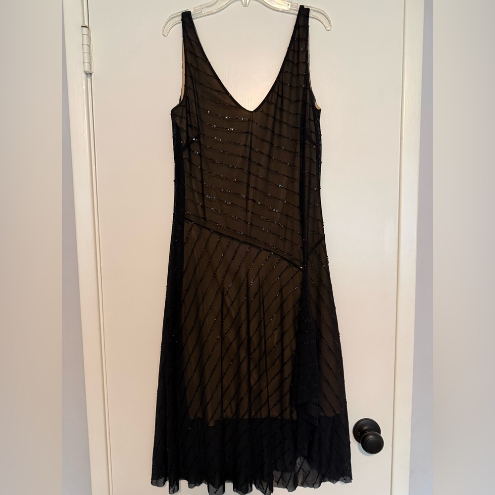 BCBGMAXAZRIA vintage sheer black dress with sequins